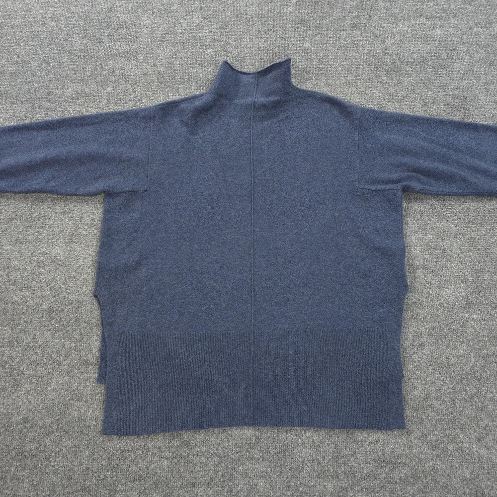 Gentle Herd Sweater Womens Large Blue Wool Cashmere Mock Neck Pullover Soft‎